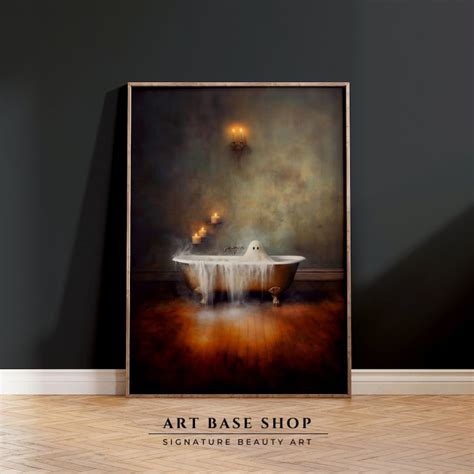 Ghost In The Bathtub Halloween Decor Ghost Bathroom Print Etsy Australia