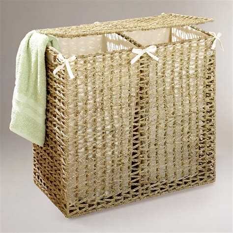 Natural Seagrass Divided Hamper World Market Laundry Hamper Home