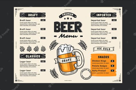 Premium Vector Hand Drawn Beer Menu Template