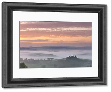 Antique Framed Print Of Podere Belvedere And Mist At Sunrise