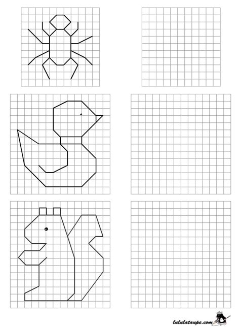 Dessins simples à reproduire sur quadrillage CP Quadrillage ce1