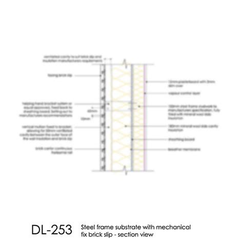 DL253 Brick Slip Detail Steel Frame Mechanical Fix