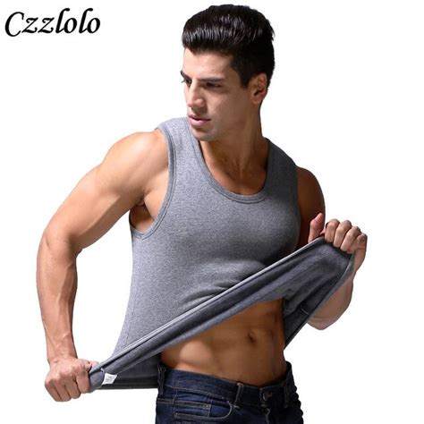 Czzlolo Male Sleeveless Undershirts O Neck Winter Mens Warm Thermal Undershirts Plus Velvet Vest