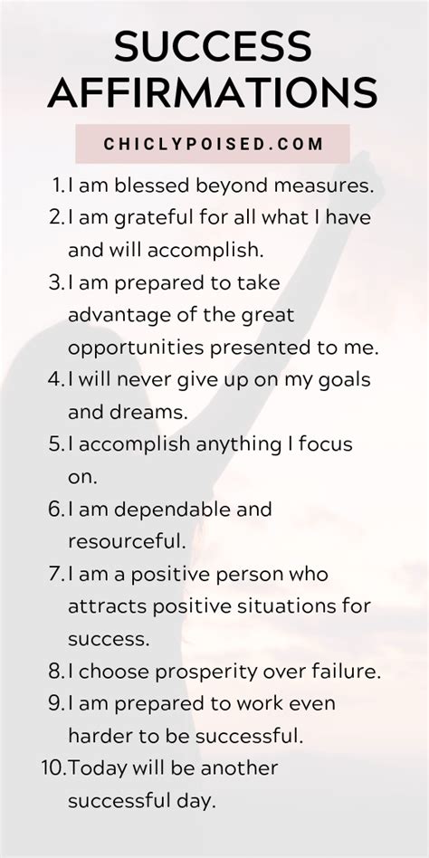 Printable List Of Positive Affirmations