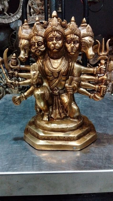 Golden Gold Plated Brass Hanuman Ji Statue For Home Size Inch