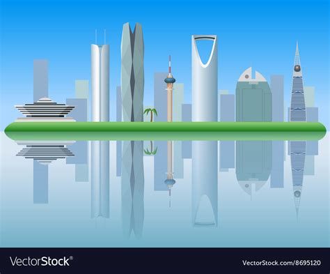 Riyadh Saudi Arabia Skyline Silhouette Royalty Free Vector