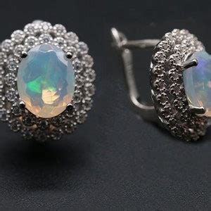 Diana Style Opal Earring Natural Opal Earring Fire Opal Earring