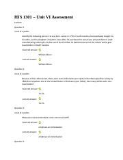 His Unit Vi Assessment Docx His Unit Vi Assessment