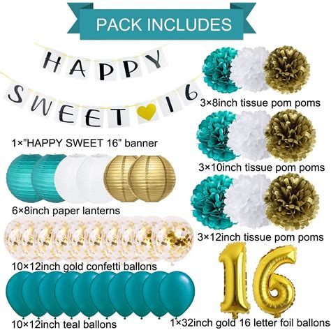 Sweet Birthday Decorations Teal Girls Sixteen Birthday Supplies Teal