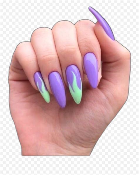 Png Nichememe Sticker By U208a Purple Long Nails Png Emojinail