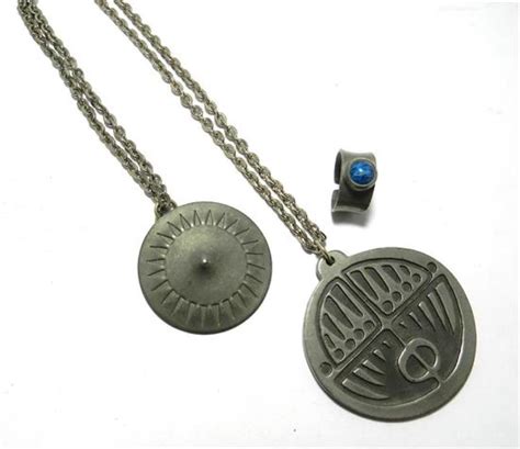 Two Jorgen Jensen, Denmark pewter necklaces and a matching ring… - Rings - Jewellery