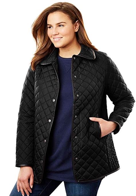 Womens Plus Size Light Quilted Snap Front Jacket Snap Front Jacket Jackets For Women