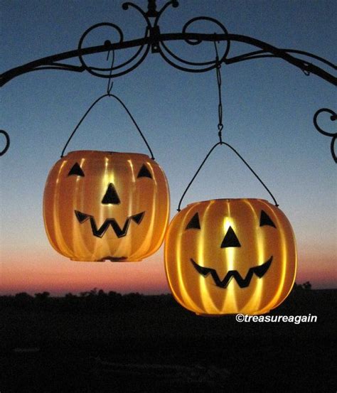 2 Pumpkin Solar Lights Halloween Lanterns Outdoor By Treasureagain