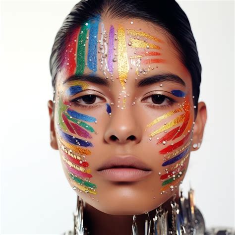 Premium Ai Image A Woman With Colorful Face Paint