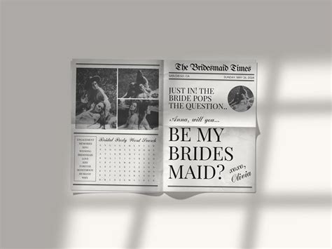 Bridesmaid Proposal Newspaper Bouquet Wrap Template Maid Of Honor