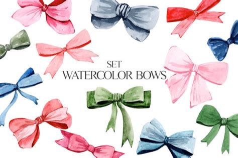 Watercolor Clipart Colorful Bows Clipart Graphic By Julia Bogdan