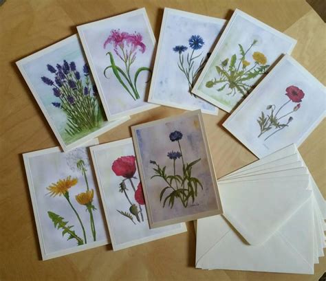 Karten Blumen 3er Set Aquarellmalerei Druck Von Kunstundkreatives Auf