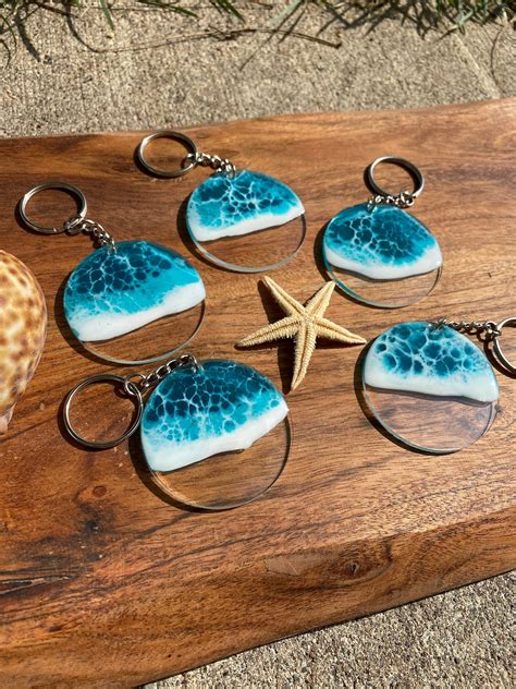 Ocean Keychains Ocean Wave Keychains Resin Beach Keychains Etsy