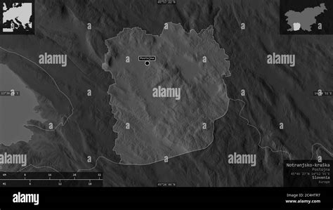 Notranjsko Kra Ka Statistical Region Of Slovenia Grayscaled Map With