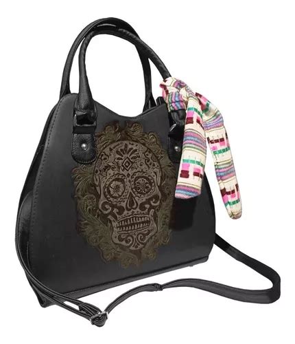 Bolsa Calavera De Piel Dama Cincelada Env O Gratis