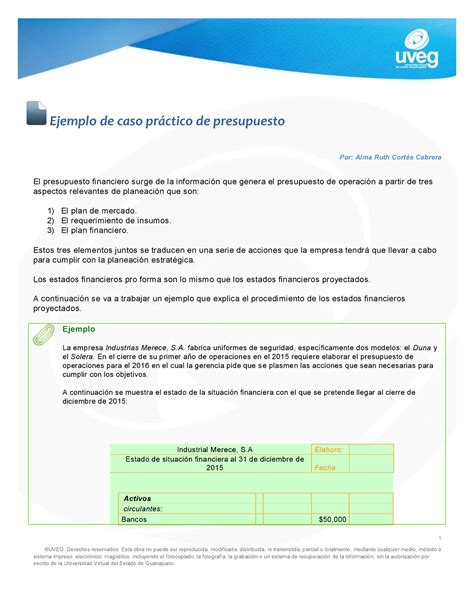 Ejemplo de caso práctico de presupuesto sistema impreso electrónico