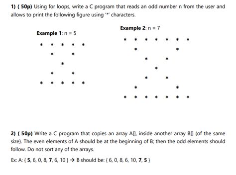 Solved 1 50p Using For Loops Write A C Program That