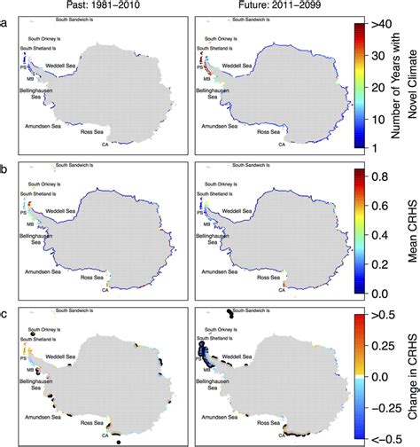 Novel climate and Adélie penguin habitat suitability during the... | Download Scientific Diagram