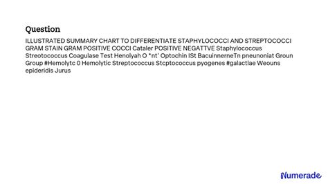 Solved Illustrated Summary Chart To Differentiate Staphylococci And Streptococci Gram Stain