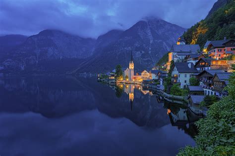 Hallstatt Austria Austria Reflection Mountain Lake Water Cities