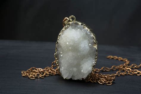 crystal quartz jewelry – healing stone jewelry – statement mineral ...