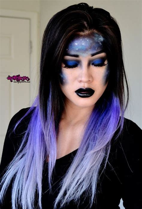 Pin By Schuyler Johnson On Makeup Ideas For Shoots Purple Ombre Hair Rave Makeup Purple Hair