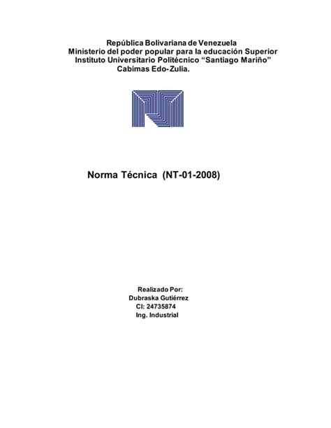 Trabajo De Norma Tecnica Nt 01 2008 PDF