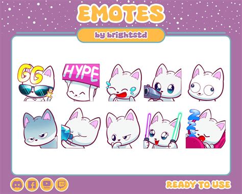 Twitch Emotes White Cat Cat Emotes Kitten Emote Kawaii Emote Chibi Cat