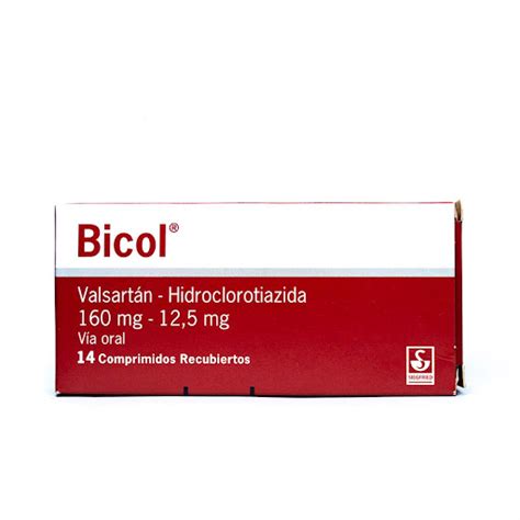 Valsartan Hidroclorotiazida Bicol 160mg 12 5mg 14 Tabletas Siegfried