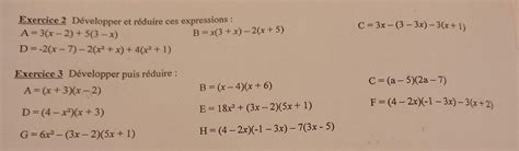 Exercice 2 Développer et réduire ces expressions A 3 x 2 5 3 x D