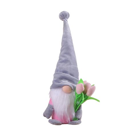 Meijuhuga Gnomes Plush Doll Cute Short Legged Faceless Doll Hold Tulips