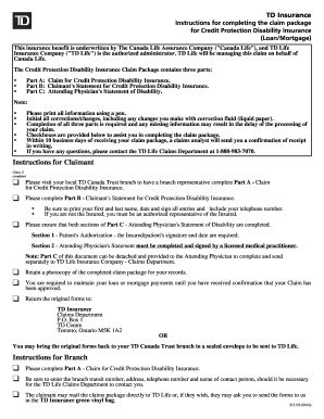 Fillable Online Instructions For Claimant Instructions For Branch Td