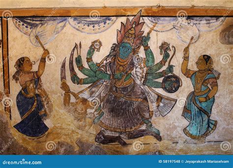 Hindu Concept Painting from the Walls of a South Indian Temple Stock ...