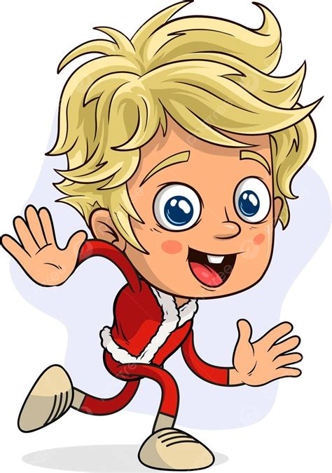 Cartoon Funny Running Blonde Christmas Elf Funny Santa Claus Running