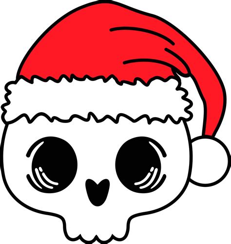 Skull with Santa Hat. Skull in Santa Claus Hat drawing in tattoo Style ...