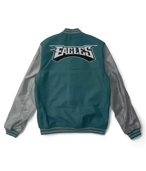 Wool/Leather Philadelphia Eagles Green and Grey Varsity Jacket ...