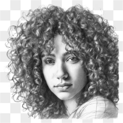 Descarga Dibujo En Blanco Y Negro De Una Mujer Con Cabello Rizado