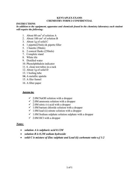 Form Chemistry Confidential Paper End Of Term Examination