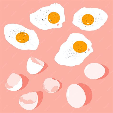 Premium Vector Eggs Vector Flat Cartoon Set Isolated On Background