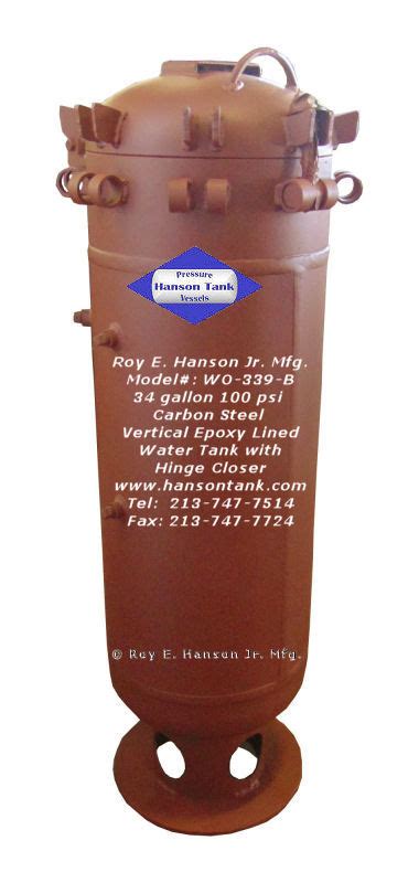 ASME Pressure Vessels Custom ASME Vertical Epoxy Lined Water Storage