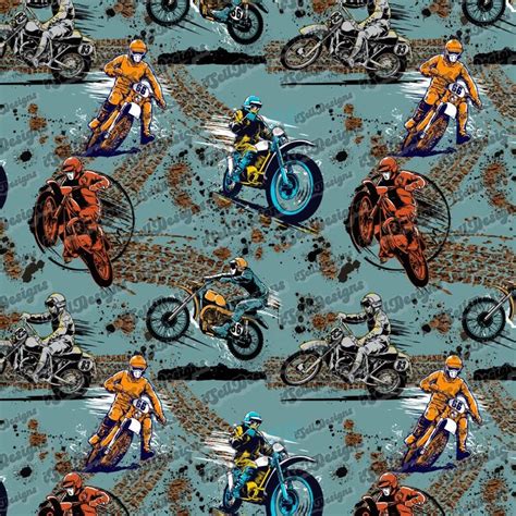 Motocross Seamless Pattern Motocross Design Custom Seamless Pattern