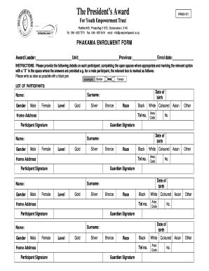 President S Award Application Form Fill Online Printable Fillable