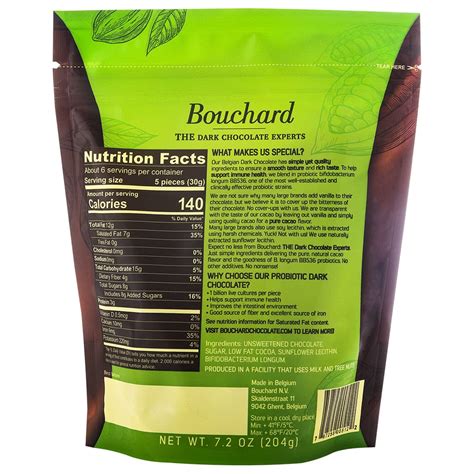 Bouchard Probiotic Belgian Dark Chocolate 72 Cacao Individually