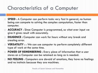 Characteristics Of Computers PPT