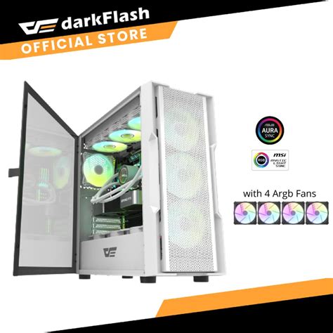 Dark Flash Dk White Metal Full Mesh Front Panel E Atx Gaming Case